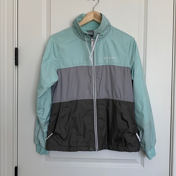 Columbia Women’s Colorblock Fleece Lined Full Zip Jacket Light Green/Grey S - Picture 1 of 7